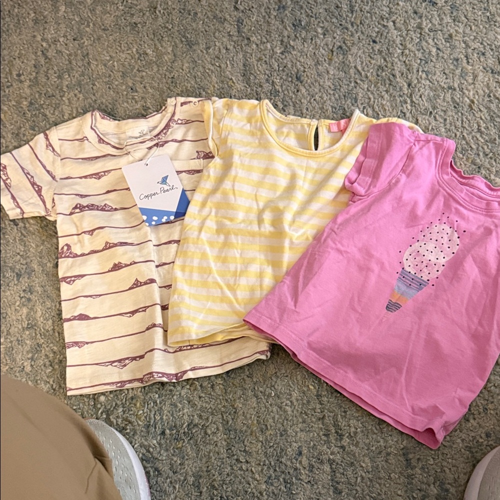 Tea Collection Kids Short Sleeve Tees - Cream, Yellow, Pink